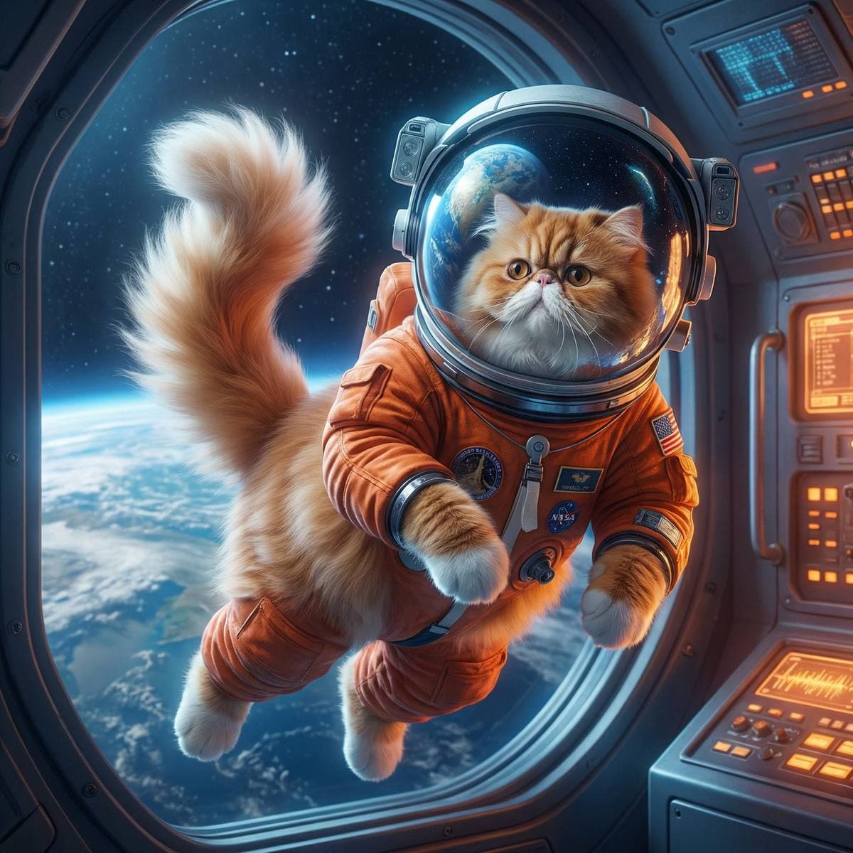 AI Cat Art From Your Photo - Astronaut style cat portrait