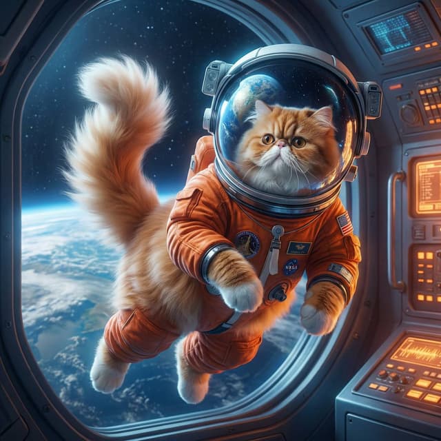 Space Cat Art - Astronaut style portrait