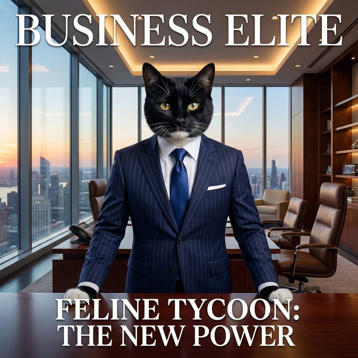 Art Deco Cat Art - CEO Portrait style cat portrait
