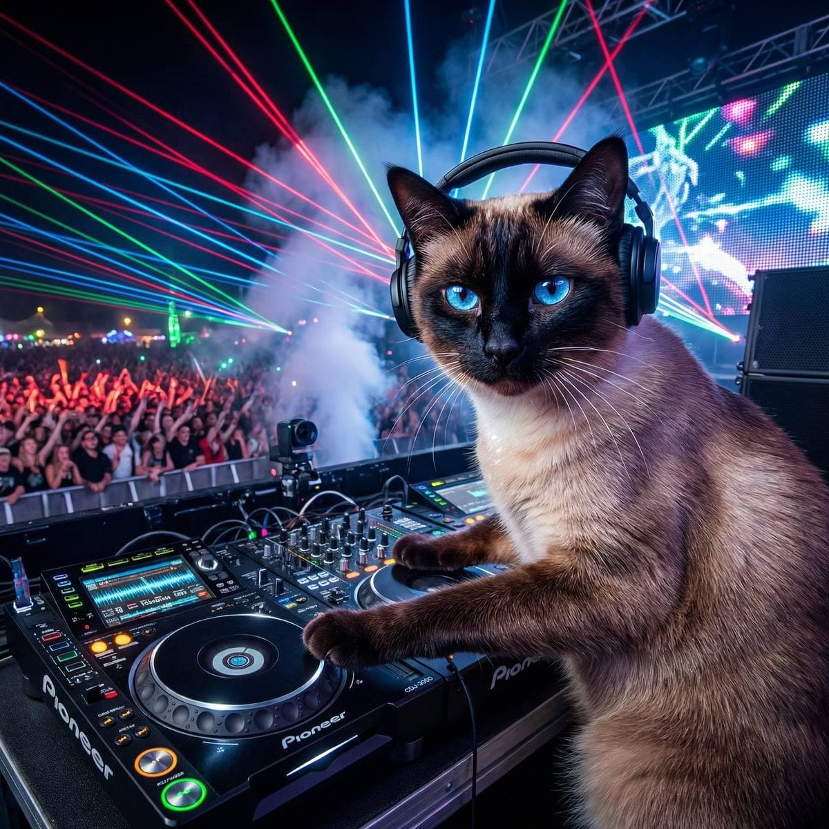 Colorful Cat Art From Your Photos - DJ Superstar style cat portrait