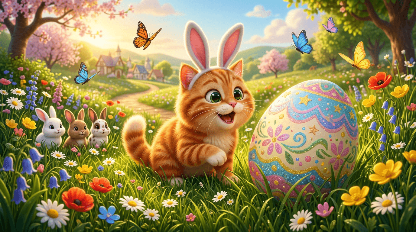 Easter Cat Portraits - Easter (Pixar) style portrait