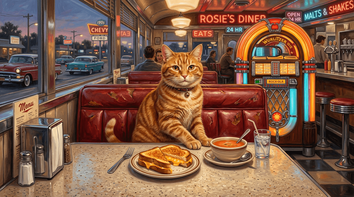 Grilled Cheese Cat Portraits - Grilled Cheese (Diner) style cat portrait