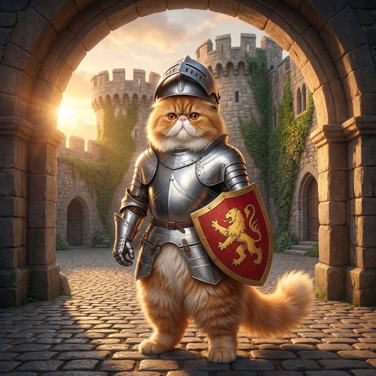 Halloween Cat Art - Medieval Knight style cat portrait