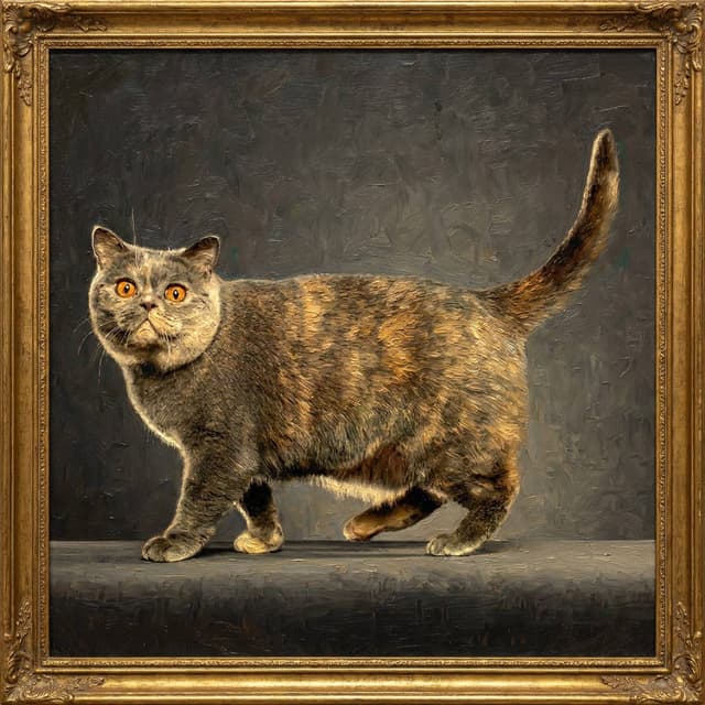 Minimalist Cat Art - Oil Painting style portrait