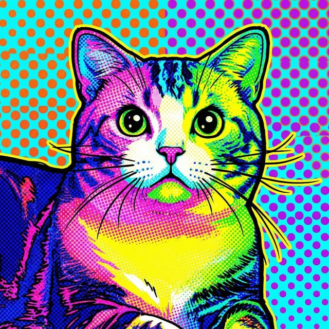 Colorful Cat Art - Pop Art style portrait