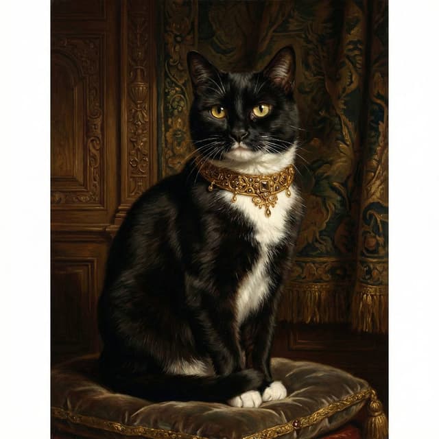 Art Deco Cat Art - Royal Renaissance style portrait