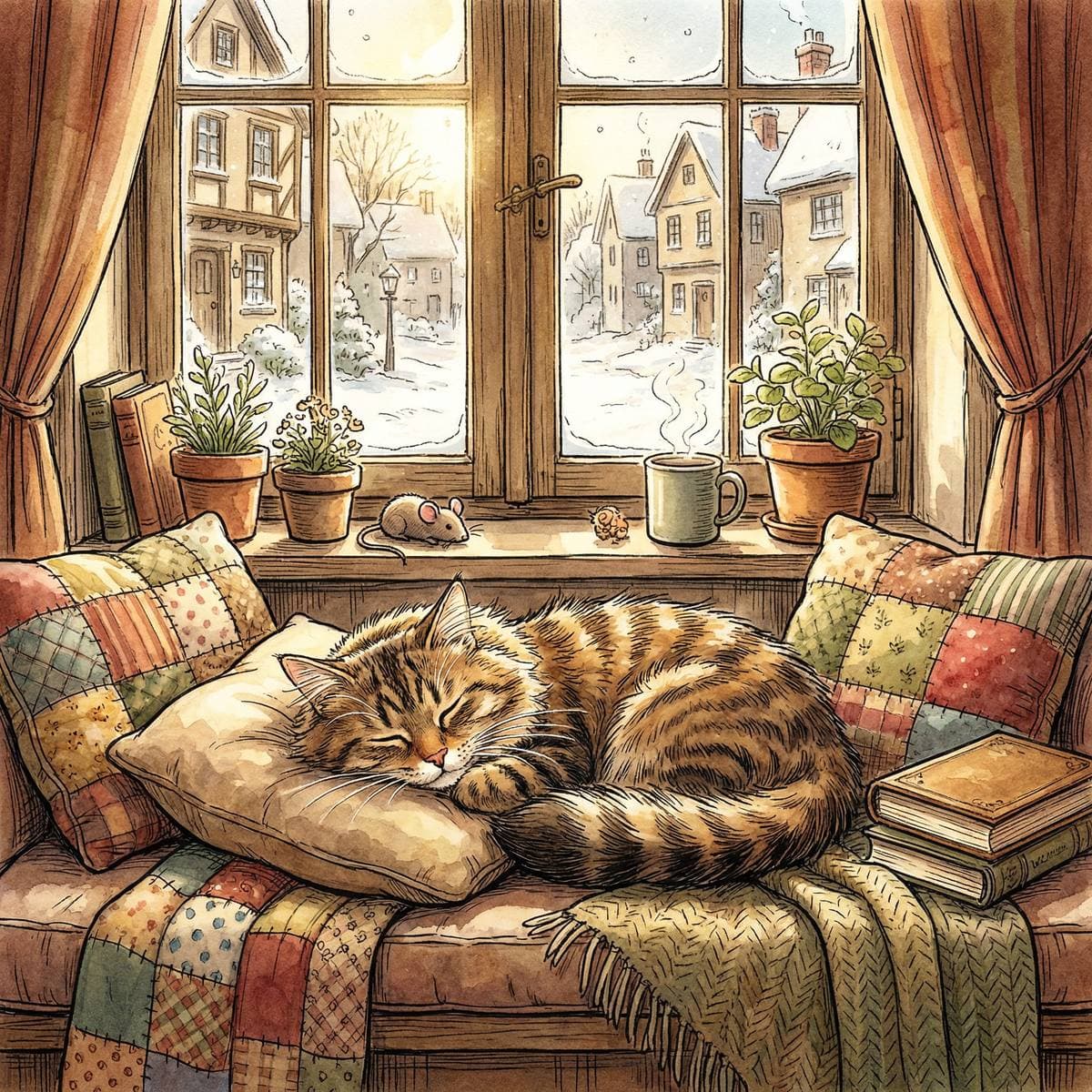 Cute Cat Art From Your Photos - Storybook style cat portrait
