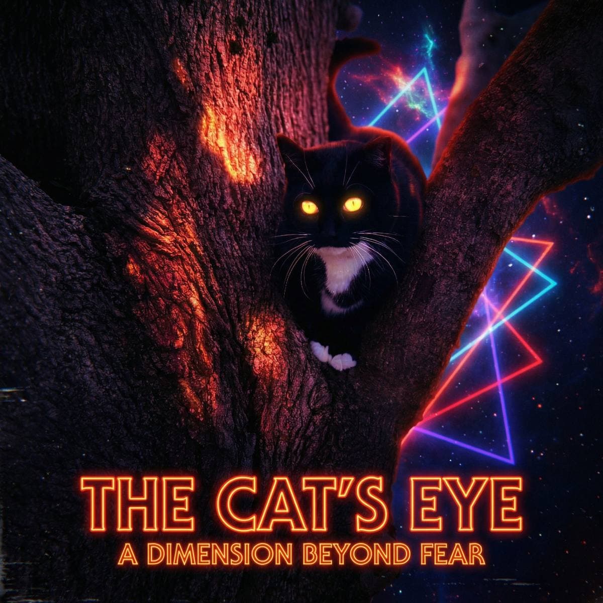 Space Cat Art From Your Photos - 80s Supernatural style cat portrait