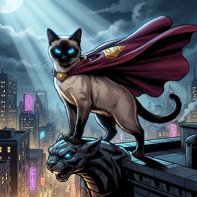 Black Cat Art - Superhero style portrait